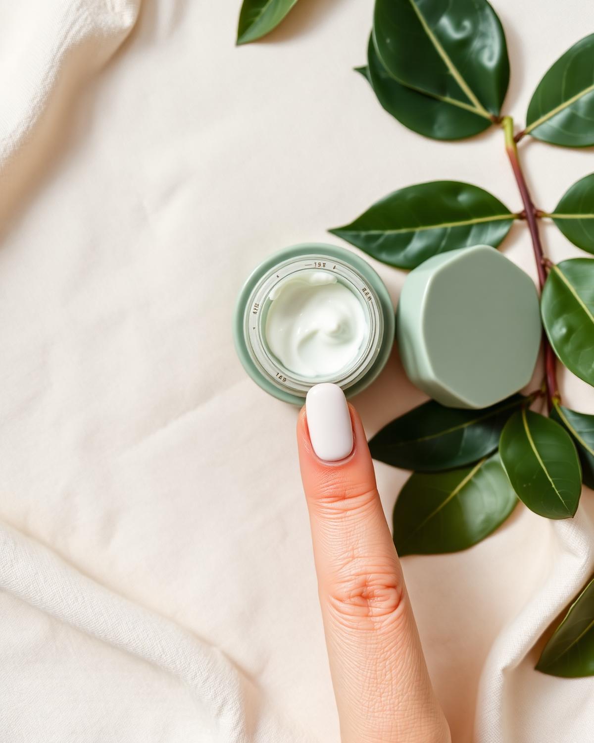 Fingertip scoop of Menphi cream